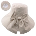 Beiger Sonnenhut mit breiter Krempe, großer Schleife und internem Schweißband - M (56-58cm) / Beige Normal