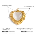 Golden heart pendant with white natural stone in waterproof stainless steel - White Inlaid Heart Shape Pendant (PJ92562)
