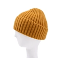 Unisex mustard yellow ribbed knit beanie with stylish folded cuff for winter warmth - One Size (54-60cm) / Yellow
