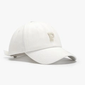 White baseball cap with embroidered letter P patch on soft twill fabric in side view - Adjustable / White