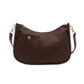 Sac bandoulière vintage en similicuir marron foncé avec sangle réglable et boucle dorée - café