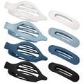 8-piece hair clip set including matte hair claws and flat clips in four assorted colors - Set 9 (8-Piece Set: 4 Claw Clips + 4 Bobby Pins/Blue-Black Series)