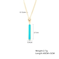 Détails du collier en acier doré avec dimensions du pendentif en turquoise - N282-Pendentif Rectangulaire Turquoise
