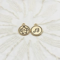 Golden Chinese zodiac rooster and musical note charms for DIY jewelry making - Dancing Chicken
