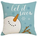 Hellblauer Weihnachts-Kissenbezug aus Leinen mit Schneemann und 'Let it snow' Motiv - Hellblauer Schneemann Let It Snow