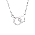 925 sterling silver interlocking double circle necklace with micro-pave cubic zirconia - 925 Silver / White Gold