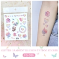 Wasserdichte Glitzer-Tattoo-Sticker mit Schmetterling, Herz und Bär Motiven - FG-086 (Herz Bär)