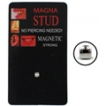 Magnetic non-piercing silver nose stud with 3mm top on black display card packaging - Square