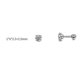 Silver stainless steel stud earrings with round zircon and screw ball back closure - 2.5mm / Steel