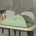 Foldable green checkerboard food cover with mesh protection for 6-8 dishes - Rectangular 50*70cm / Dark Green Lattice (No Lace)