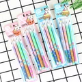 Creative stackable pencils set with cartoon panda prints in pink, orange, blue, and green - Lantu 1201 Panda (4 Pcs)