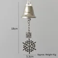 Vintage silver metal Christmas bell pendant with engraved plaque and snowflake charm - Hexagon Snowflake Bell Chain