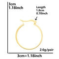 Detailed technical diagram showing dimensions of gold hoop earrings with 3cm diameter - D187-Gold Micro-textured Hoop