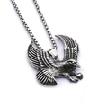 Silver eagle pendant necklace with spreading wings and a box chain for men - Eagle + Stainless Steel Chain / Silver