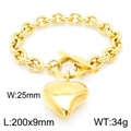 Golden heart pendant bracelet with chunky chain and OT toggle clasp, 25mm heart charm - Gold Heart Bracelet