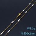 Golden titanium steel chain necklace with white cylindrical accents, size 500x2mm and 3g weight - Gold White (KN232241-Z)
