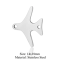 Silver stainless steel airplane pendant for DIY jewelry making, size 14x18mm - Airplane (T905-1) / 5 Pieces / Silver