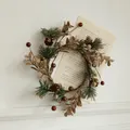 Christmas wreath with glitter pine cones and artificial needles on vintage book page - 11CM Golden Pinecone Small Wreath
