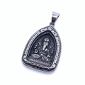 Ciondolo Ganesha vintage in acciaio inossidabile con incisione dettagliata in argento - Stile A / Senza Catena