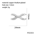 Detail view of crown-shaped coral zircon charm with dimensions 24mm x 12mm and 1.4mm hole size - Silver Claw (P02203)