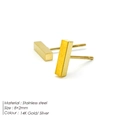 Pendientes rectangulares minimalistas de acero inoxidable dorado de 14K, 8x2mm - Barra Pulida (YE14815)