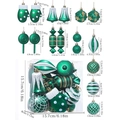 16pcs Green Christmas tree ornaments set including bells and lollipops in a clear gift box - Grass Green