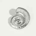 Elegant polished silver nautilus seashell brooch with detailed spiral texture - Nautilus Conch (PX008)
