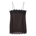 Canotta in raso nero da donna con rifiniture in pizzo e spalline sottili eleganti - XS / Nero (Canotta)