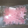 Glow in the dark pink star wall stickers packaged on dark wood background - 50 Pieces / 3.8cm/Glow / Pink