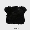 Süße schwarze Plüschmütze mit Pandachören für Damen aus warmem Kunstpelz - M (54-58cm) / Schwarz