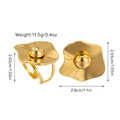 Detailed view of wave-shaped gold earrings with center metal bead and size measurements - Wavy Petal
