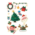 Flat lay of diverse Christmas stickers featuring Santa, reindeer, and festive elements - Christmas Sticker Series 5