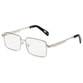 Classic silver metal square frame sunglasses with black temple tips on white background - Silver Frame Clear Lens