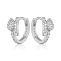 S925 sterling silver snake hoop earrings with micro-paved cubic zirconia in silver - Water Drop Cross Ear Buckle / White Gold