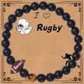 Rugby themed beaded bracelet with matte stones and tiger eye on inspiration card - Elastic Rugby Bracelet Style 2