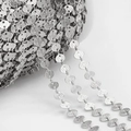 Catena in acciaio inossidabile argento con cuori goffrati per creazione gioielli fai da te - Colore Acciaio Ovale / 1 Metro/Confezione
