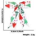 White grosgrain Christmas bow with red and green tree patterns for holiday decor - Red Green Christmas Tree Small Bow