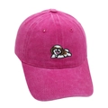 Deep pink washed cotton baseball cap featuring detailed puppy embroidery on the front - M (56-58cm) / Rose Red