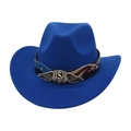 Classic blue felt western cowboy hat with American flag band and USA metal emblem - Sapphire Blue