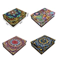 Set of four mandala diamond painting jewelry boxes in various colors with dimensions 20x15x4.5cm - Mandala Patterns (14)