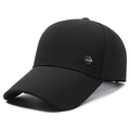 Berretto da baseball in cotone nero con visiera lunga ed emblema sportivo in metallo - Regolabile / Nero