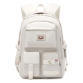 Zaino bianco crema capiente per studenti con tasche multiple e spille decorative di moda - Solo Borsa / Bianco latte