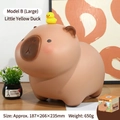 Grande tirelire capybara avec petit canard jaune, décor en vinyle brun, 26cm - Style B Grand Debout Canard Capybara