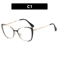 Cat eye glasses frame in black and gold finish with metal temples for women - Gold Black