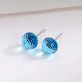 Elegant pair of S925 silver stud earrings with gradient blue multifaceted crystal balls - 8mm Blue Crystal Studs