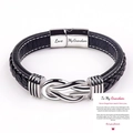 Men's black braided leather bracelet with infinity knot and 'Love My Grandson' engraving - Engraved Love My Grandson + To My Grandson Card