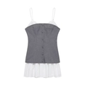 Vestido 2 en 1 sin mangas con chaleco gris y dobladillo de gasa plisado para mujer - XS / Gris