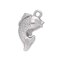 Silver-finished stainless steel fish pendant charm with intricate scale details and ring - Steel 544# Small Fish / 9.5*16.5mm