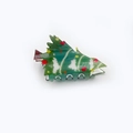 Christmas tree shaped acrylic hair claw clip in green with snowflake festive patterns - Christmas Tree