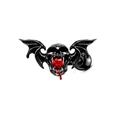 Gothic skull nipple ring with black bat wings and a red heart-shaped gemstone - ER24082207-Bat Skull Stud Earring / Black/Red Zirconia